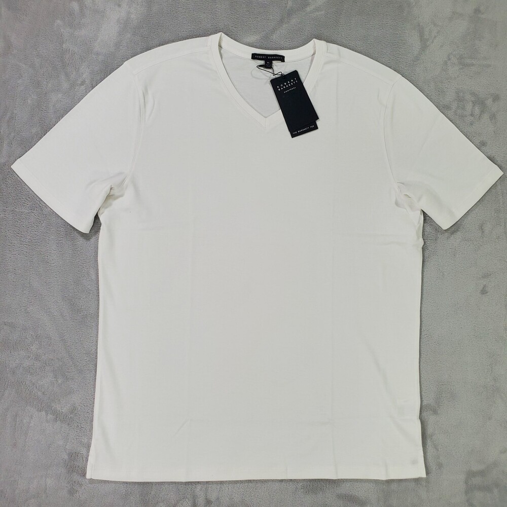 Robert Barakett Georgia V-Neck T Shirt Mens XL Slim White USA Pima Cotton